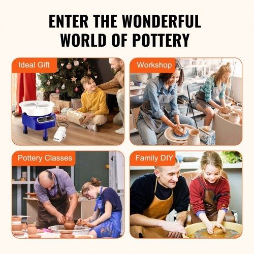 Pottery Wheel 27.9 cm Ceramic Wheel Foot Pedal Touch Screen 450W 3 Legs Blue