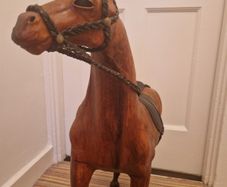 Leather Horse Statue Offers Welcome