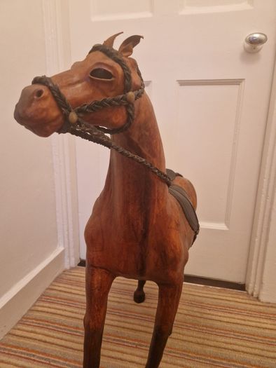Leather Horse Statue Offers Welcome