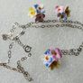 Vintage 925 Sterling Silver Harrods EARRINGS & NECKLACE, Harrods, polychrome painted porcelain. Image 5