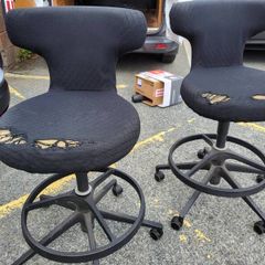 2 office stools in need of re upholstery