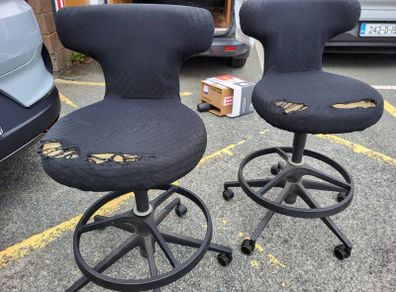 2 office stools in need of re upholstery