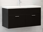 Sink Cabinet with Built-in Basin Black Chipboard