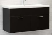 Sink Cabinet with Built-in Basin Black Chipboard