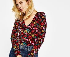 Bershka floral long sleeve body suit size L UK12/14 UK40/42 Postage included