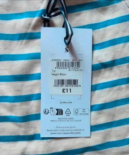 12months, 2 Brand-New Joules Baby Tops