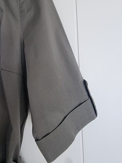 Khaki Midi Reiss Cotton Shirt Dress, Size 14