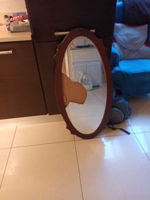 Oval Wood Frame Mirroe.  Size " 38" x 19".