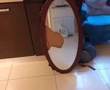 Oval Wood Frame Mirroe.  Size " 38" x 19".