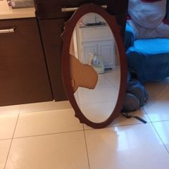 Oval Wood Frame Mirroe.  Size " 38" x 19".