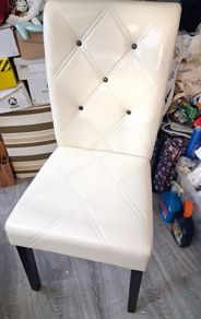 Glass top table and 4 leather chairs