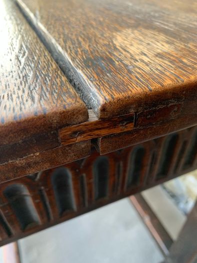 Early 20th Century Jacobean Revival Solid Oak Console Table.