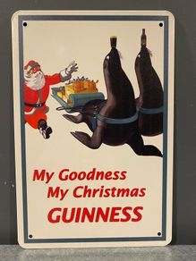 Guinness Christmas Tin Metal Sign