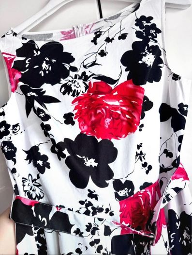 Belle Poque Floral Fit & Flare Dress UK 14/16 Full Skirt Vintage Style