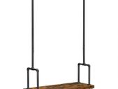 Coat Rack on Wheels with Clothes Rail Extendible Hallway Coat Rack with Shelf and Wheels Industrial Design Vintage Brown/Black