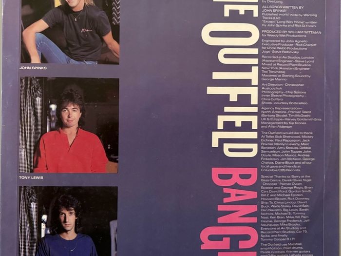 SECOND PRCE DROP! The Outfield - Bangin'. Brilliant album by the English rock/power pop band. Sold massively in the US but unknown back home in the UK. Features US hit single Somewhere in America. Highly recommended. BARGAIN!