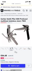 Gerber Diesel Multitool Silver Stainless Steel Pliers Knife Scissors Screwdriver