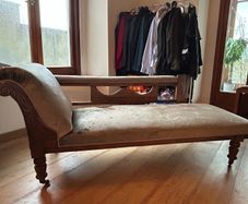 Antique chaise longue (prestigious textiles Pewter velvet)