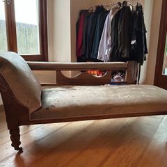 Antique chaise longue (prestigious textiles Pewter velvet)