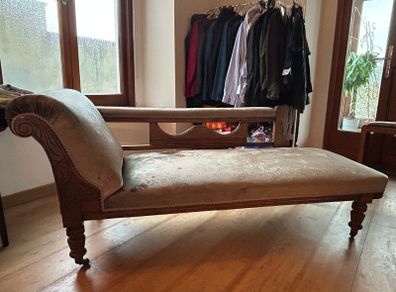 Antique chaise longue (prestigious textiles Pewter velvet)