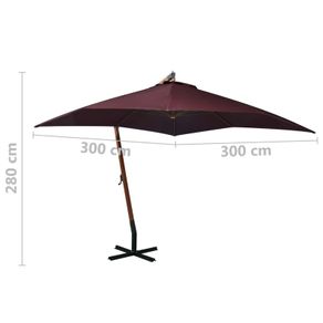 Hanging Parasol with Pole Bordeaux Red Solid Fir Wood