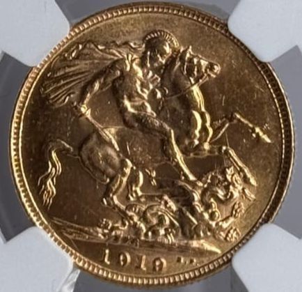 1919S Gold Sovereign graded gold coin