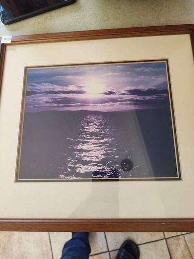 Framed Old Photo Of Sun Set.