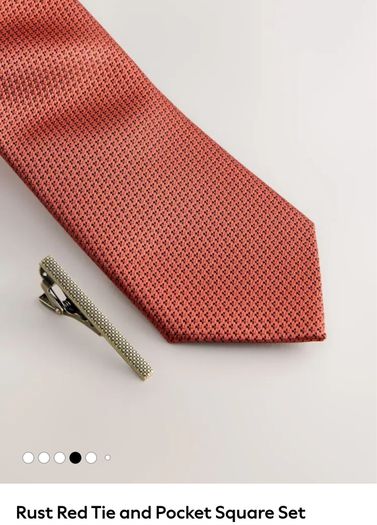 x3 Bundle - Brand New Next Rust Red Tie & Pocket Square Set - RRP - 22.50