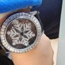 Crystal Covered Rotating Watch with Black Strap (quartz) Image 2