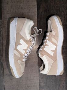 New Balance 480 Trainers UK 8 Beige Cream Suede Leather Retro Casual Sneakers
