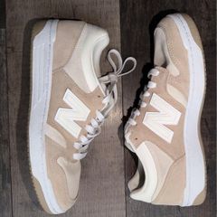 New Balance 480 Trainers UK 8 Beige Cream Suede Leather Retro Casual Sneakers