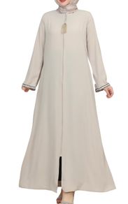 Brand New Women's Abaya Open Cut Long Sleeve Floor-Length Zipper