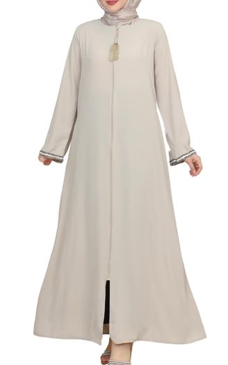 Brand New Women's Abaya Open Cut Long Sleeve Floor-Length Zipper