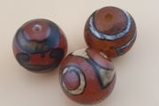 Vintage Etched Carnelian Agate Beads Tribal Gemstone Lot of 3