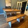 Solid Wood Dining Table & Benches Image 2