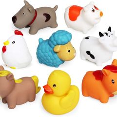 Bath Toys Floating Bath Farm Toys(8PCS),Baby Soft Bath Time Toys,Bathtub Learning Dogs Ducks Sheep Hen Pig Bath Toys and Bathroom Toys for Toddlers