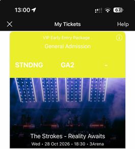 WTS: 1 x VIP Standing, The Strokes, Dublin, 28/11