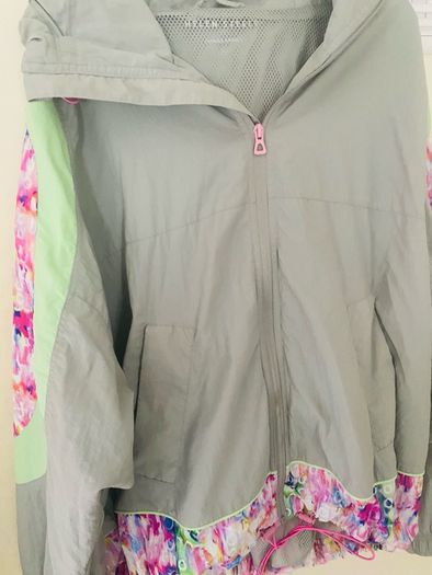 Helen Steele grey and floral Jacket with hood that folds into the collar