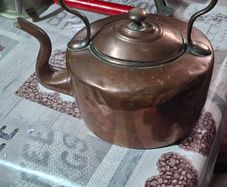 Beautiful Antique Hand Hammered Copper Kettle with Brass accents, Postage available or Collection,