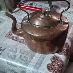 Beautiful Antique Hand Hammered Copper Kettle with Brass accents, Postage available or Collection,