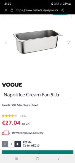 Ice cream/gelato pans and lids