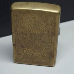 Vintage Zippo Brass Floral Engraved Lighter Bradford USA
