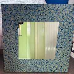 Large Handmade Blue Turquoise Mosaic Wall Mirror