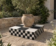 Black & White Checkerboard Plinth Display Pedestal