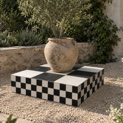 Black & White Checkerboard Plinth Display Pedestal