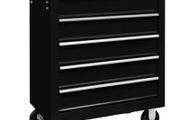 Workshop Tool Trolley with 5 Drawers Black