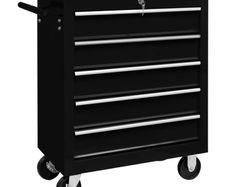 Workshop Tool Trolley with 5 Drawers Black