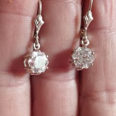Classic silver drop earrings with cubic zirconia.