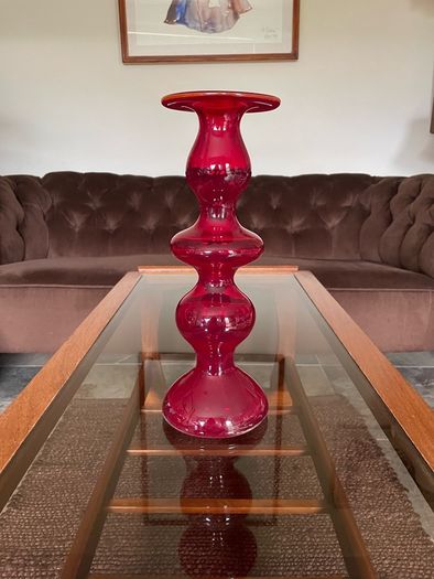 Uber Retro Mid Century Heavy Ruby Red Vase