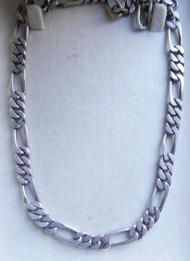 Vintage Sterling Silver 925 Figaro Necklace 20" Long Chain Link Flat Vintage Silver Sterling Gift Men 37,6g